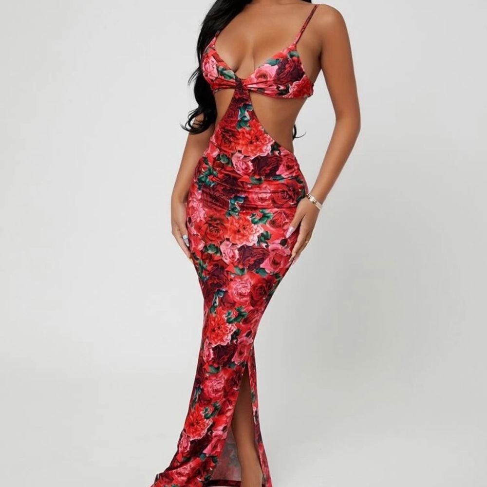 Shein SXY Knot Front High Split Dress Multicolor - Picture 2 of 9